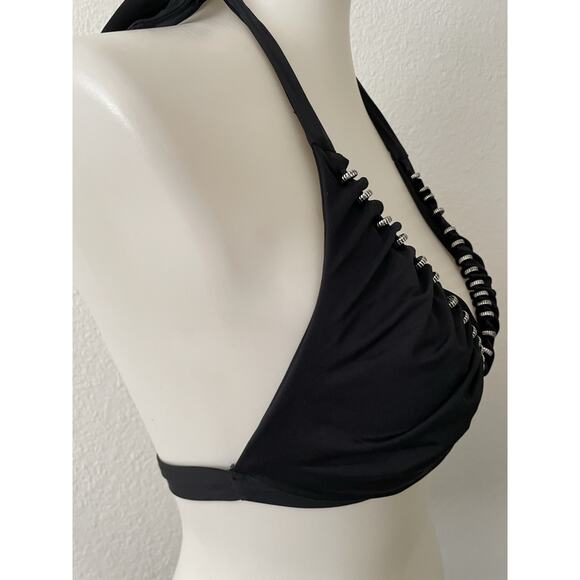 Becca Swim Bikini Top Halter Ruched Swimwear - Picture 5 of 8